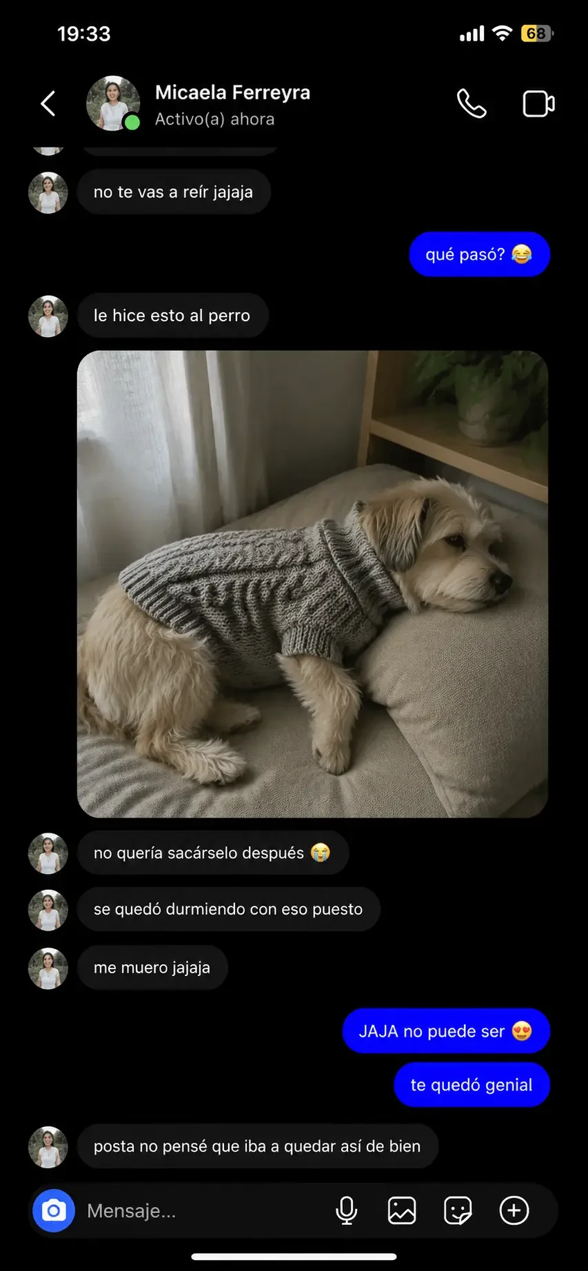 Conversación y proyecto tejido compartido por Micaela